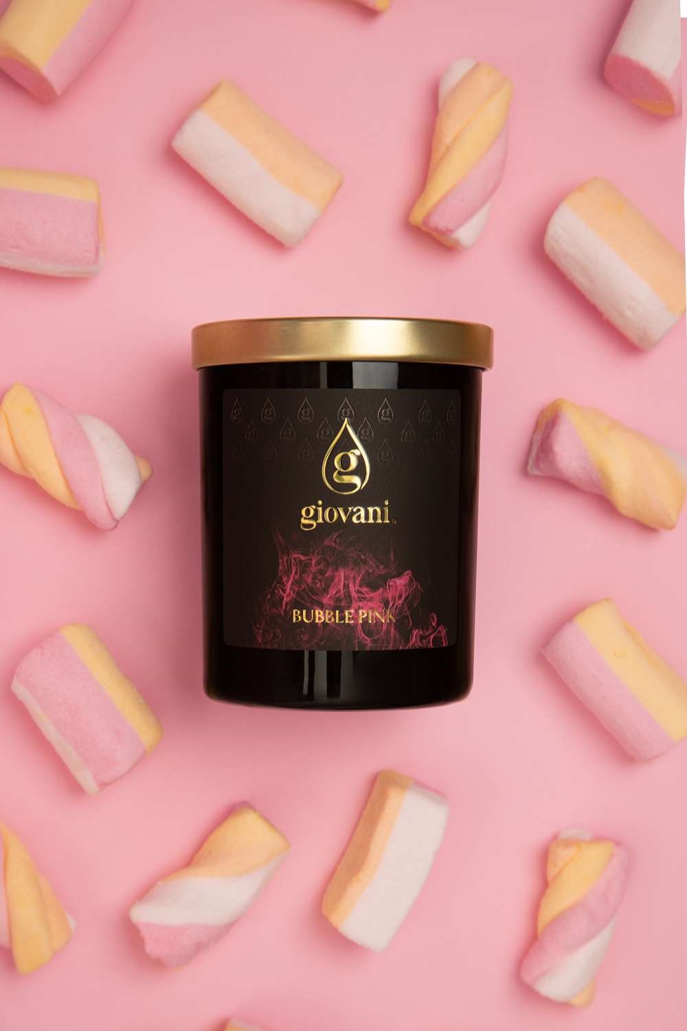 Designer candle BUBBLE PINK with perfume scent