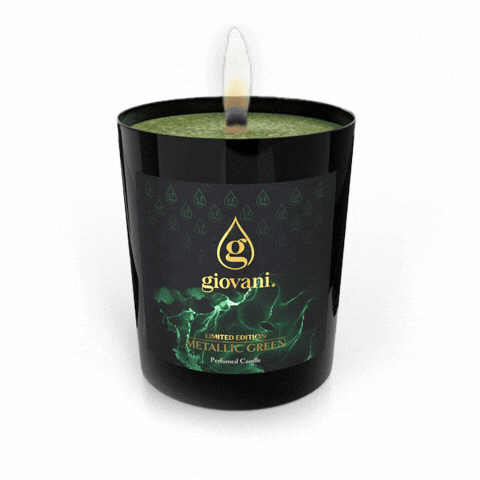 Scented candle with wooden wick METALLIC GREEN