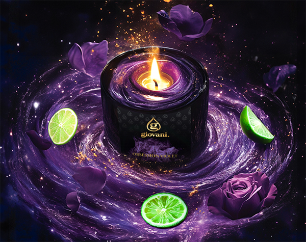 Aromatic Giovani Candle OBSESSION VIOLET with Perfume Essence