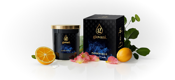 Aromatic Candle Giovani PASSION BLUE with Perfume Essence
